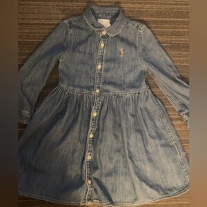 Ralph Lauren Girls Light Blue Denim Button-Front Dress